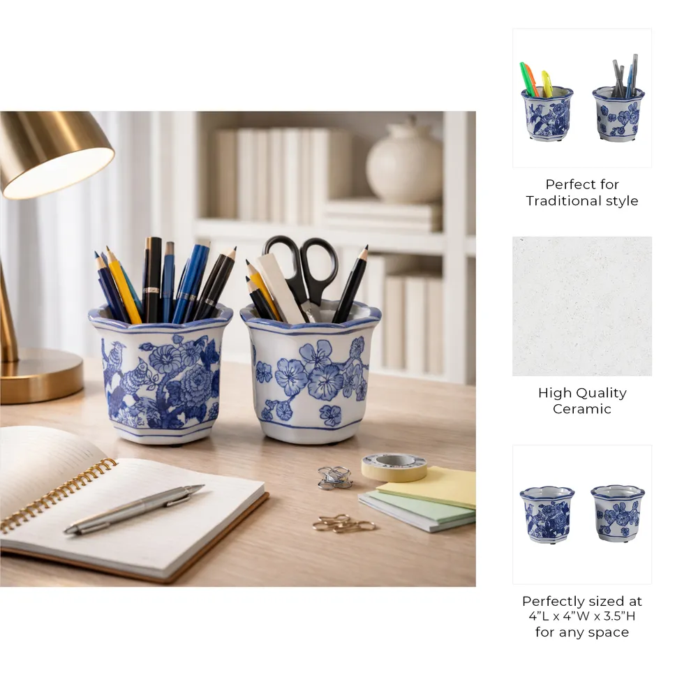 BERGENFIELD SET OF 2 BLUE PENCIL CUP 4 (IN)