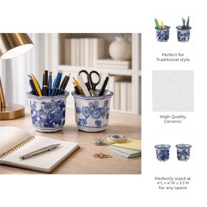 BERGENFIELD SET OF 2 BLUE PENCIL CUP 4 (IN) 9