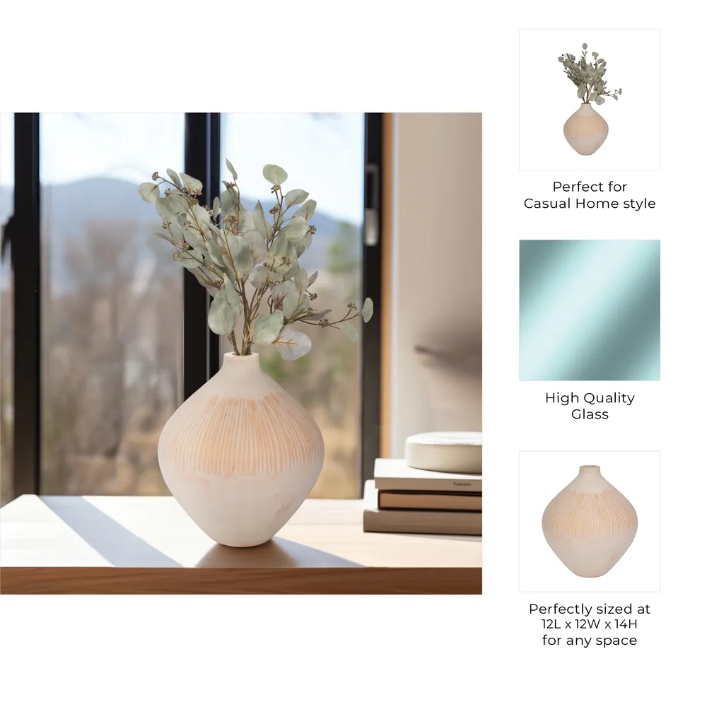 DRAKE IVORY GLASS VASE 14 (IN)