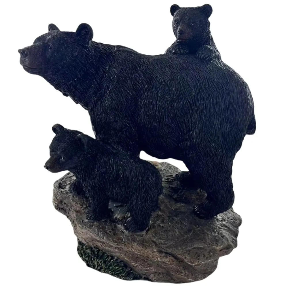 11" BEAR FAMILY ON ROCK
