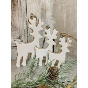Wooden Hanging Reindeer w/ White Enamel 2.25x3.25in 2