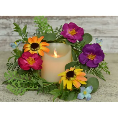 Mixed Daisy 4.5in Candle Ring