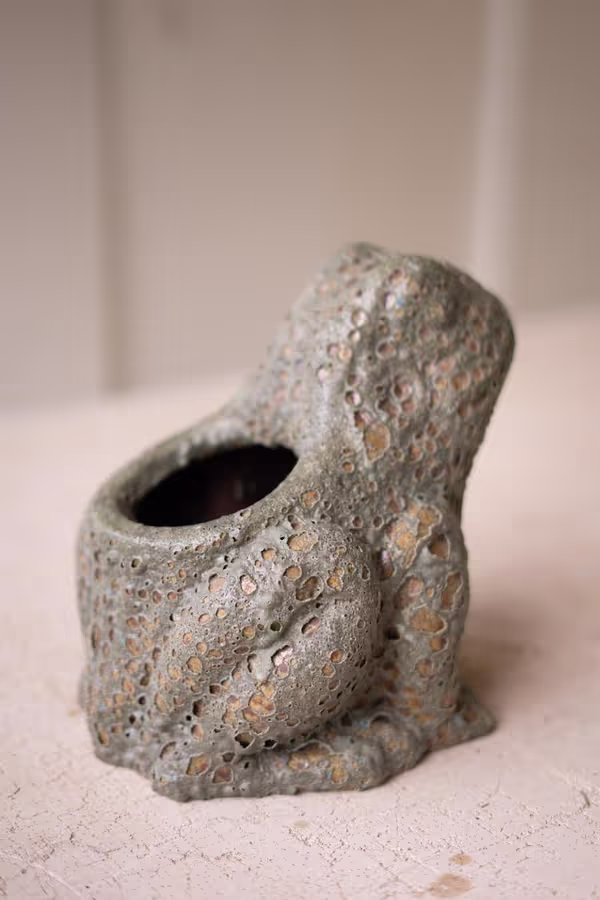 Terracotta Frog Planter with Rustic Glaze