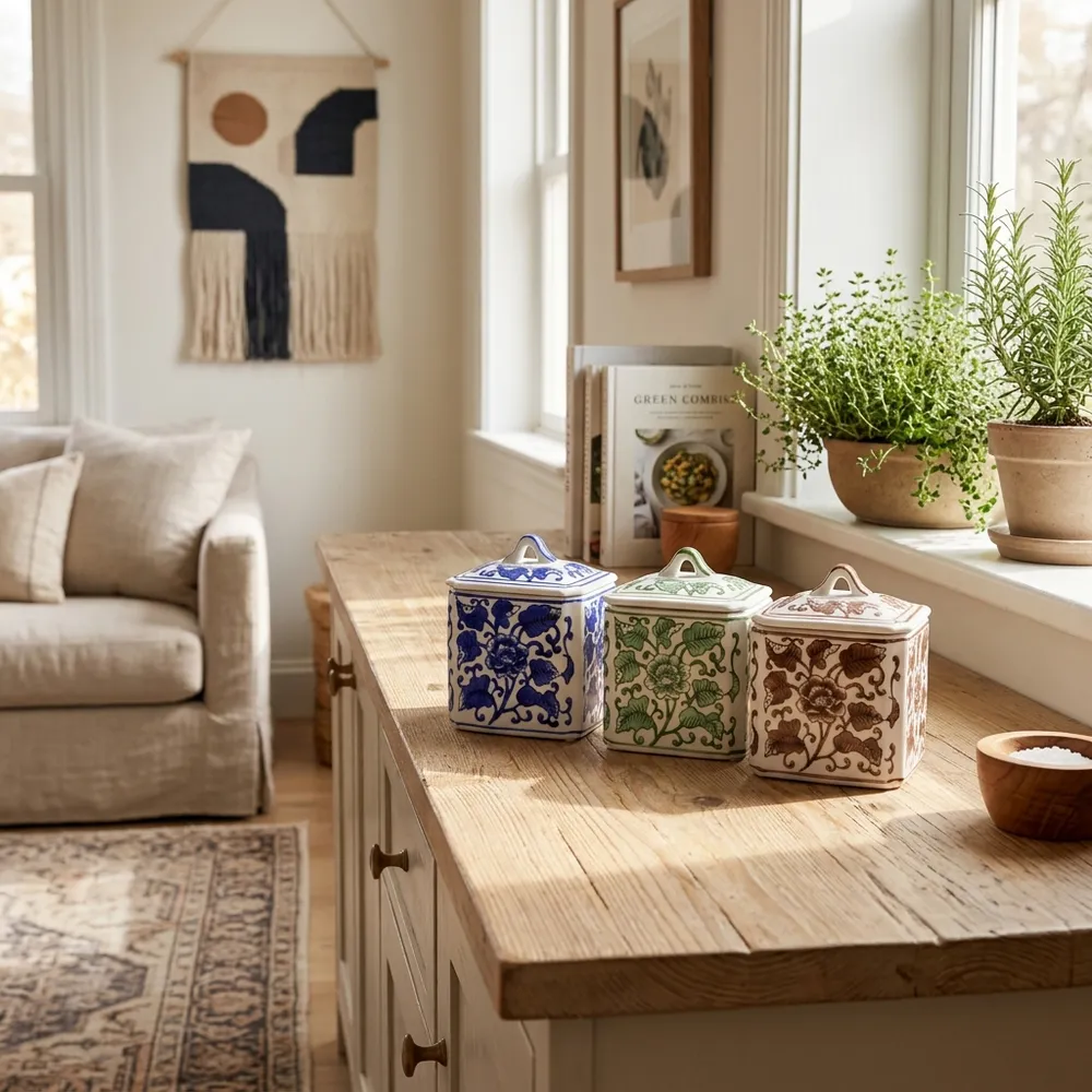 HENDONRUN SET OF 3 WHITE JARS 6 (IN)