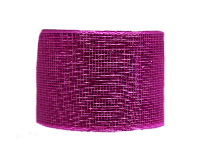 4" x 25yds Metallic Mesh, Hot Pink 1