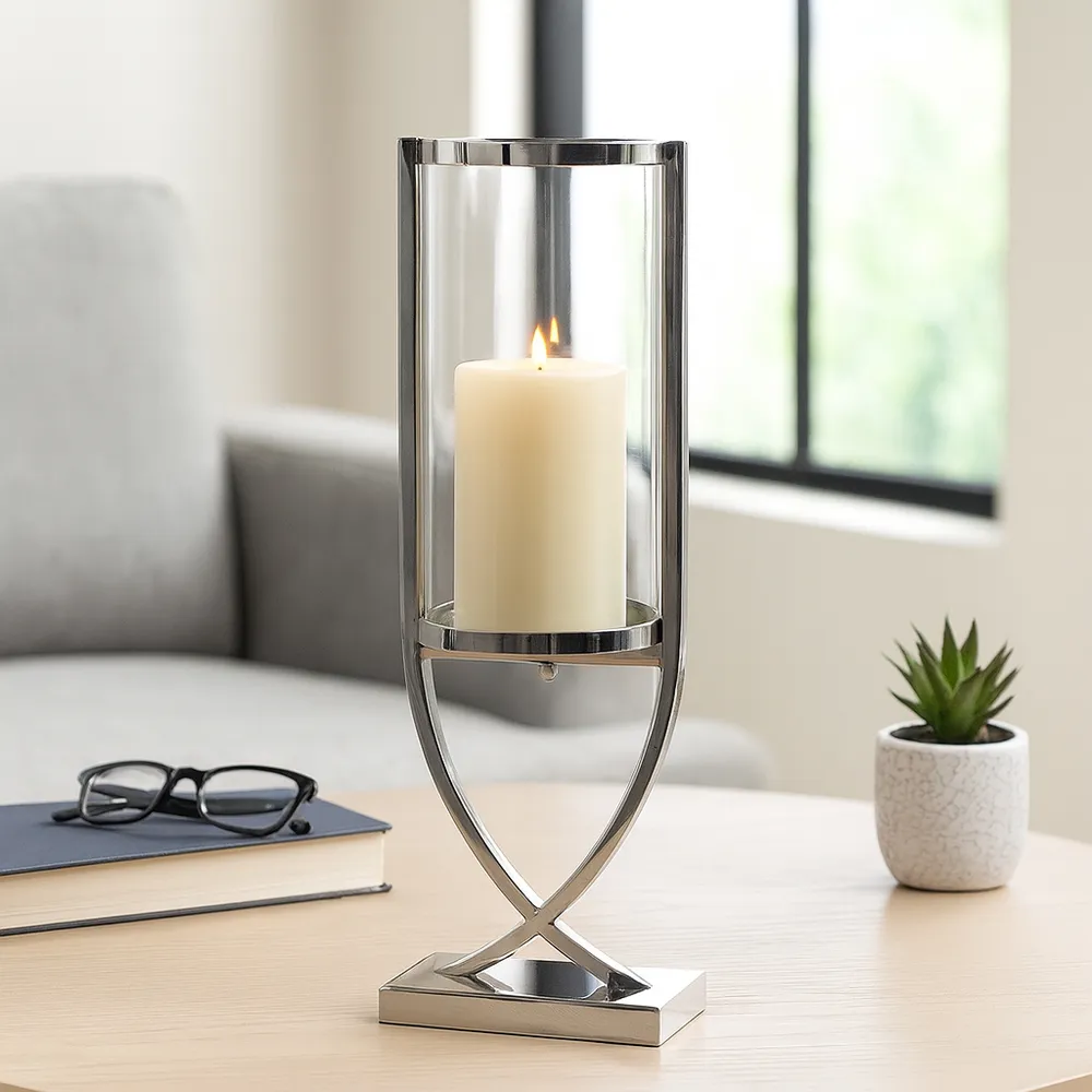 OLIVERHAVEN SILVER CANDLE HOLDER 23 (IN)