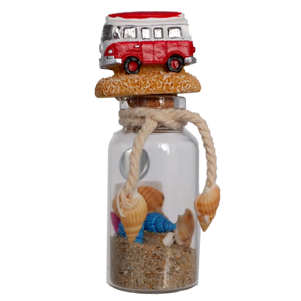 3" BEACH BUS ON BOTTLE WITH SAND MAGNET