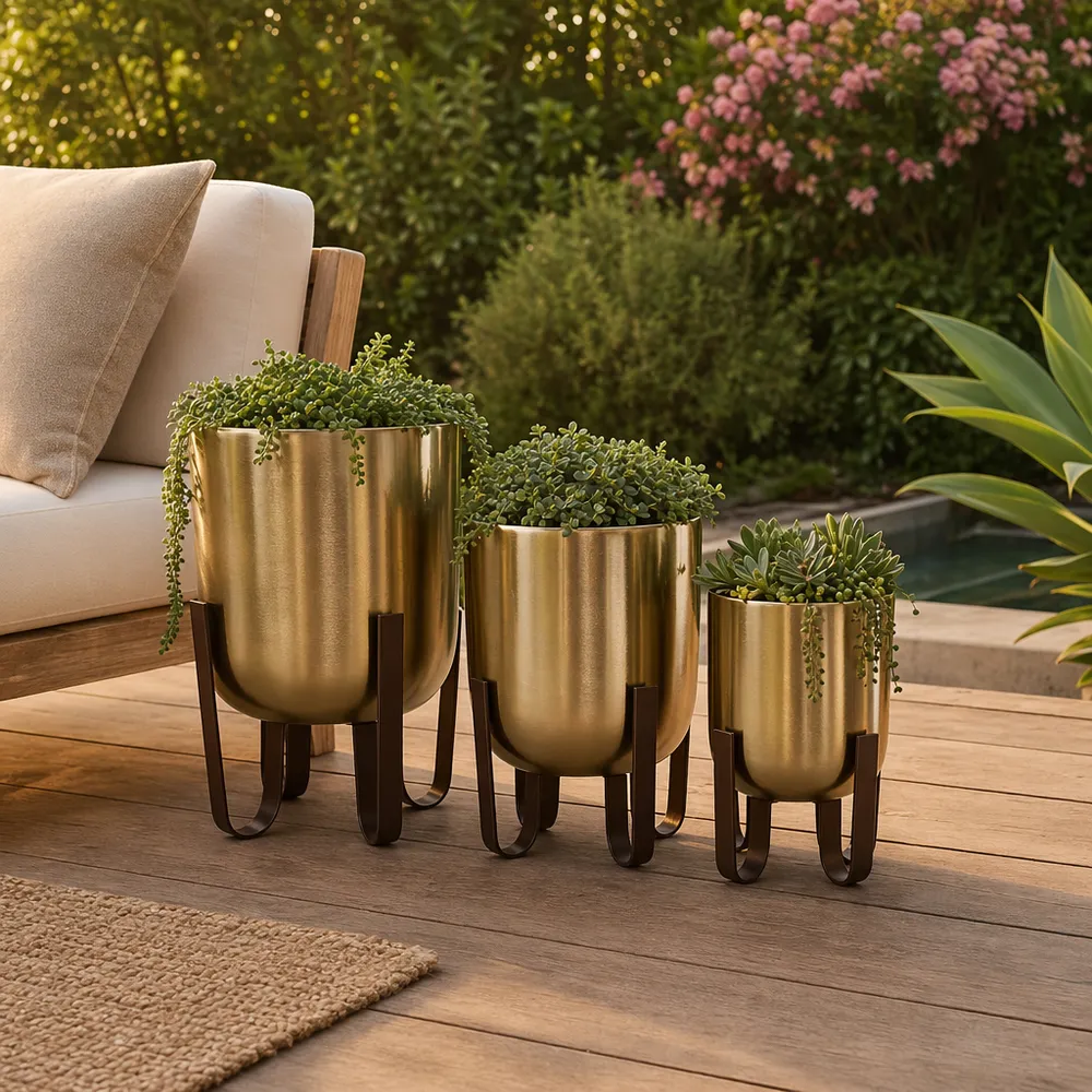 TRENTONDALE SET OF 3 GOLD PLANTER 15 (IN)