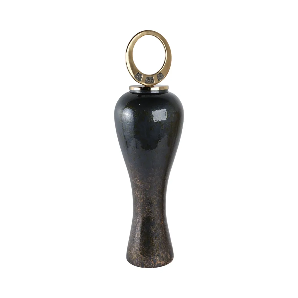 THORNTON BLACK GLASS VASE 34 (IN)