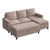 Degnan 78.7'' Upholstered Sofa Chaise with Storage Stool 2