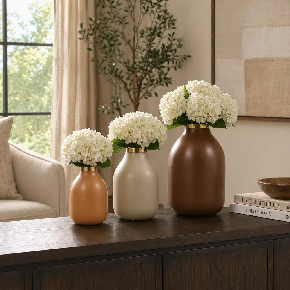 DUFFYHOLM SET OF 3 TAN VASES 12 (IN)