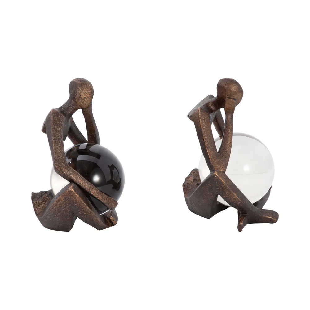 CLIFTONRUN SET OF 2 BLACK ORBS 8 (IN)