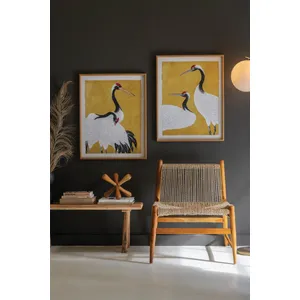 Set of 2 Framed Black, White and Red Herons Prints Under Glass 1
