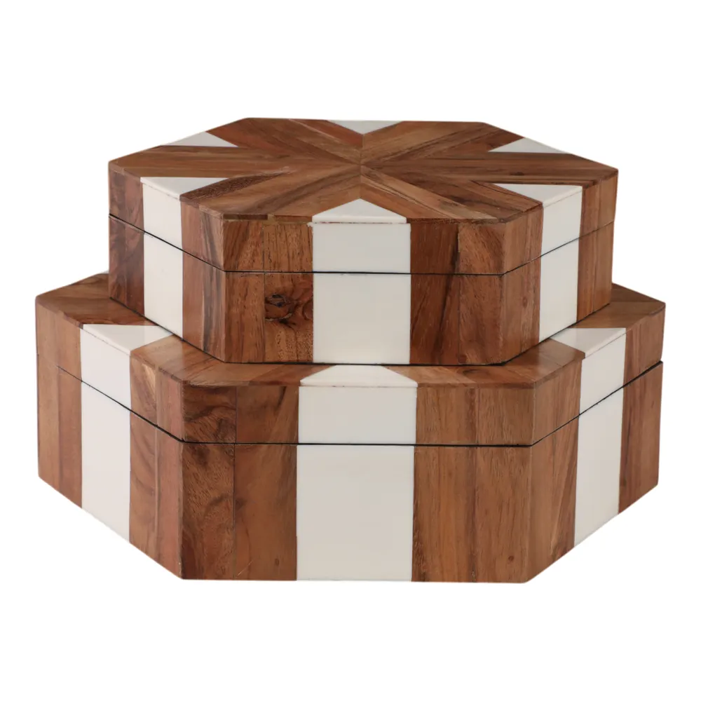 DEWEYCROSS SET OF 2 WHITE BOXES 4 (IN)