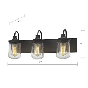 Hamel 24'' Wide 3-Light Vanity Light - Oil Rubbed Bronze 2