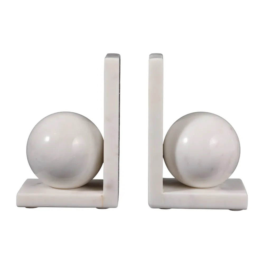 HELTONPORT SET OF 2 WHITE BOOKENDS 6 (IN)