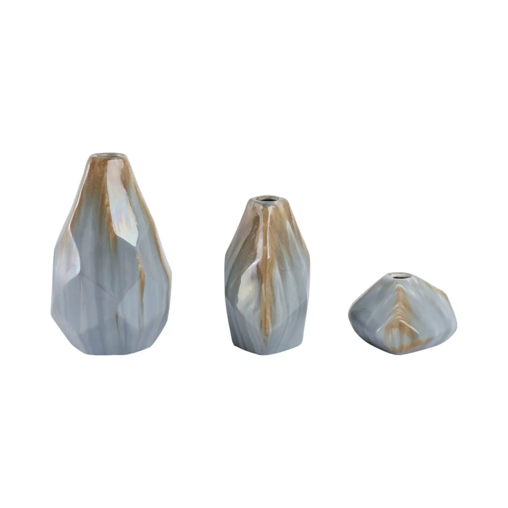 PAXTONWORTH SET OF 3 BROWN VASES 9 (IN)