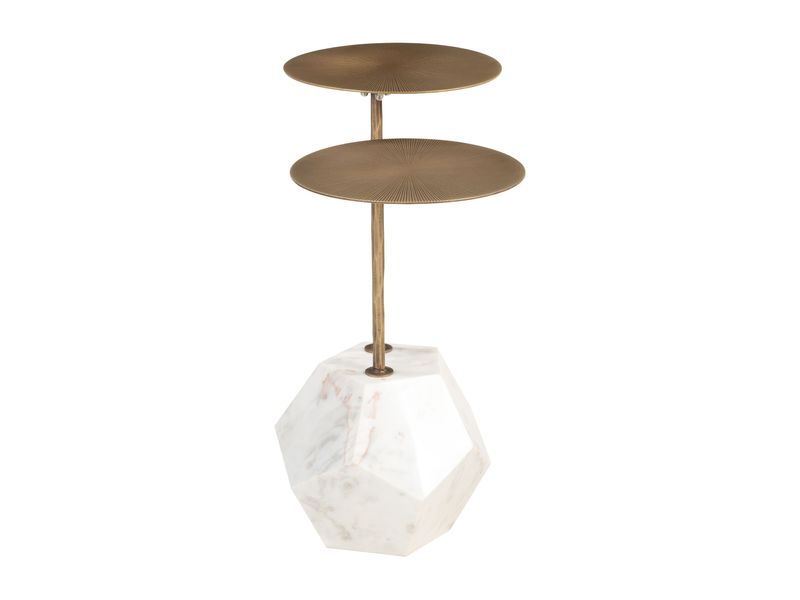 Anten Side Table Brass & White 3