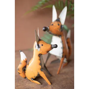 Set of 2 Recycled Iron Foxes 2