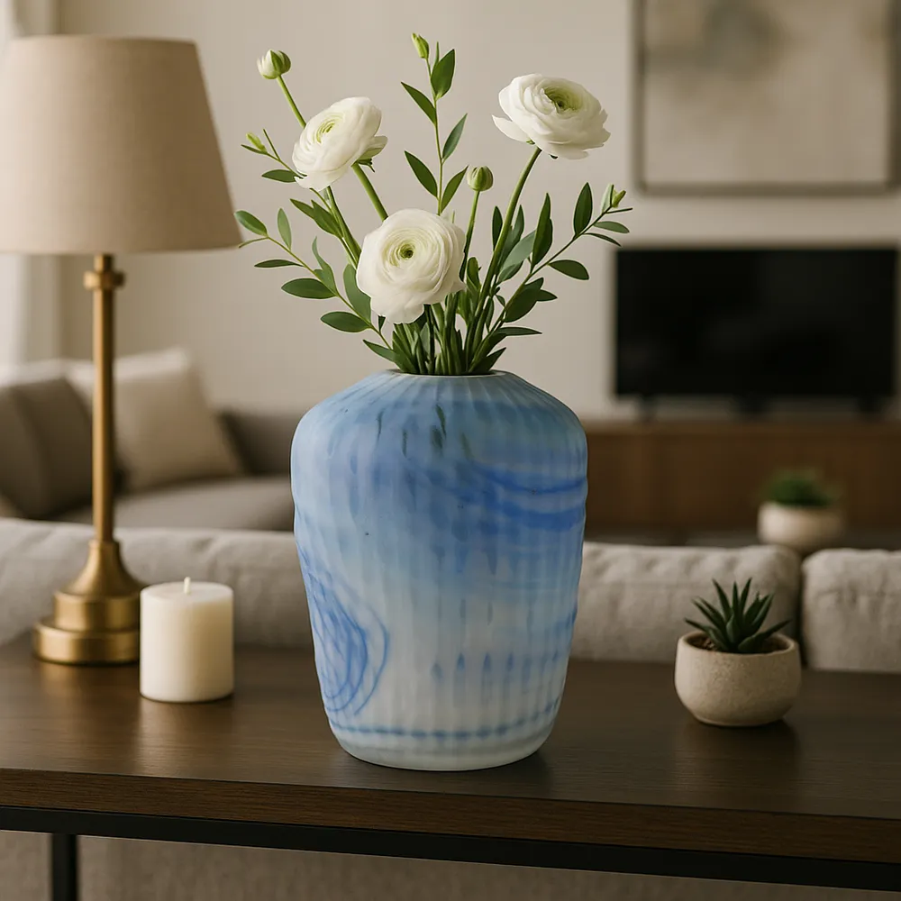 KIRBYWAY BLUE GLASS VASE 14 (IN)