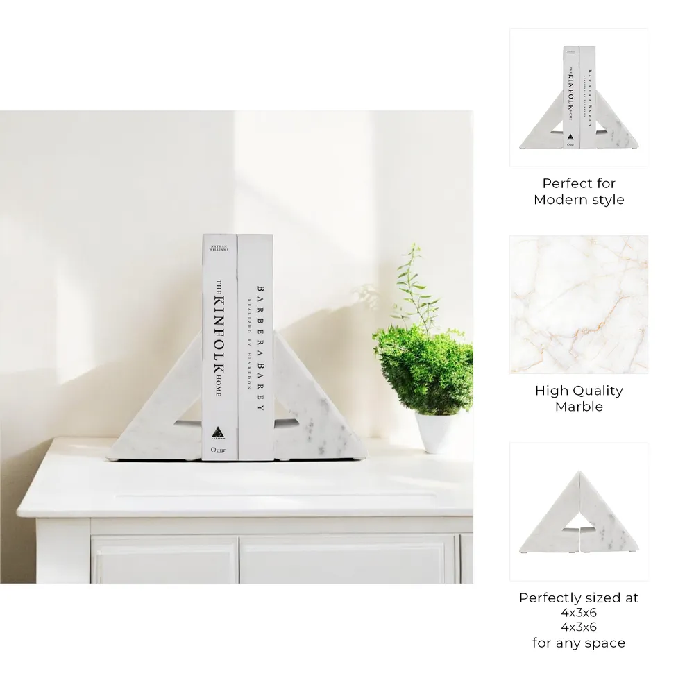 HUTTONLAKE SET OF 2 WHITE BOOKENDS 6 (IN)