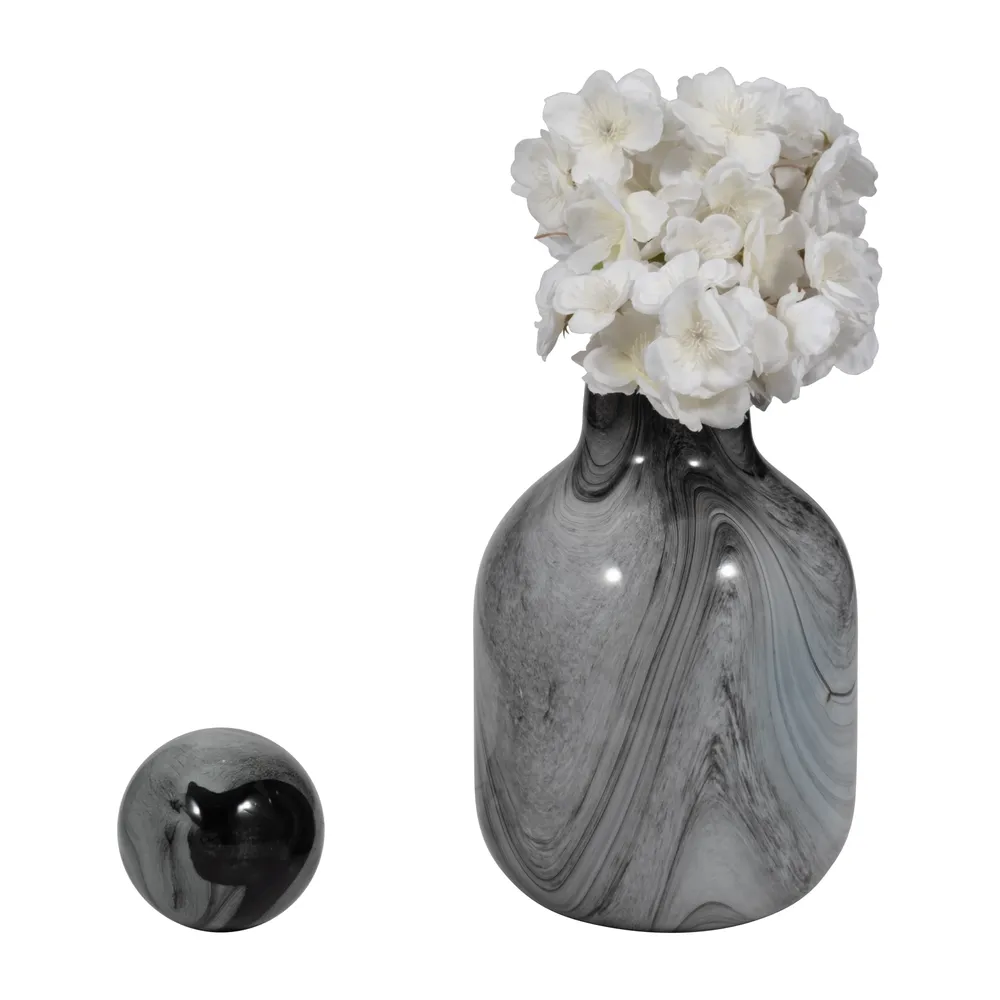 GRIFFINRIDGE GRAY GLASS VASE 13 (IN)