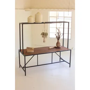 Metal and Wood Store Display Table with Wire Grid Top 2