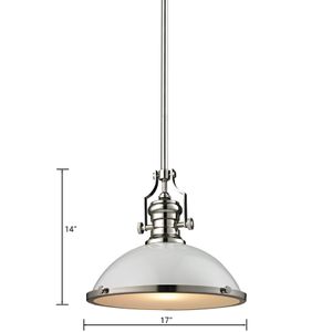 Chadwick 17'' Wide 1-Light Pendant - Polished Nickel with Gloss White 2
