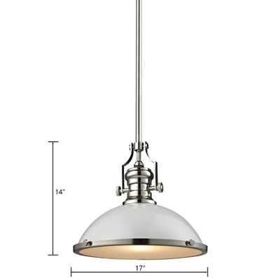Chadwick 17'' Wide 1-Light Pendant - Polished Nickel with Gloss White