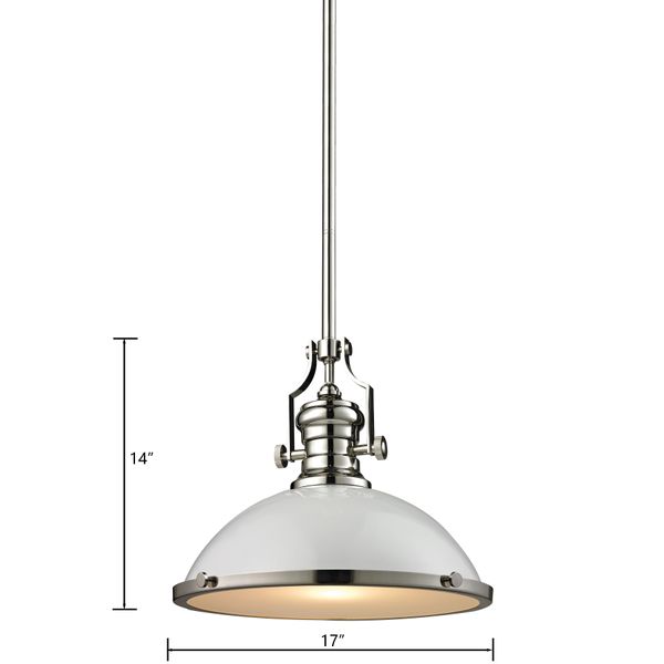 Chadwick 17'' Wide 1-Light Pendant - Polished Nickel with Gloss White