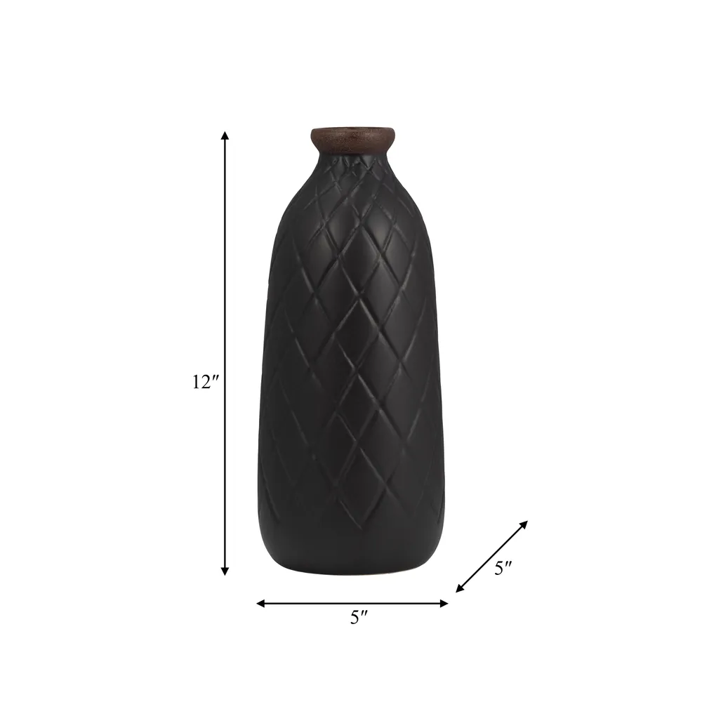 EMMONSFORD BLACK VASE 12 (IN)