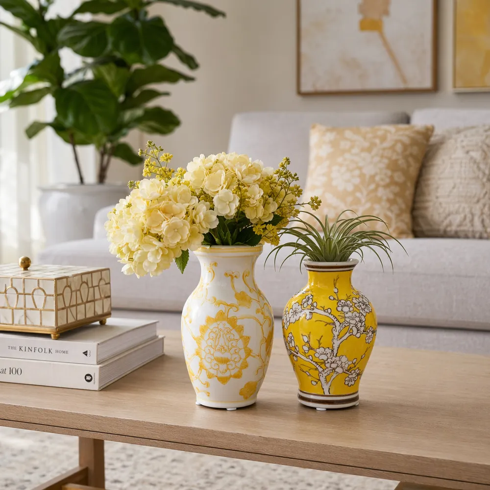 KEATONHOLM SET OF 2 YELLOW CHINOISERIE 7 (IN)
