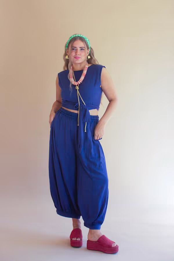 Convertible Wrap Blouse / Blueberry