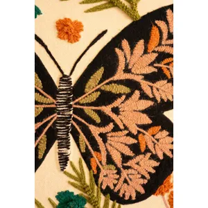 Framed Hand-Hooked Art with Butterfly and Flowers 3