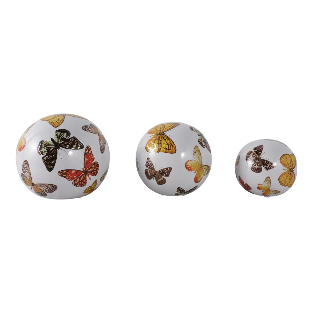 SYLVANWAY SET OF 3 WHITE ORBS 6 (IN)
