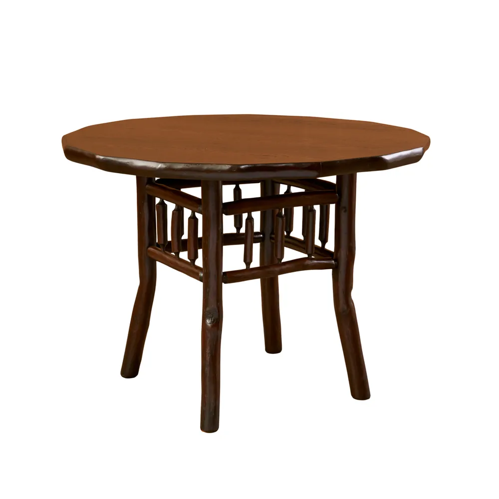 Hickory Log Round Dining Table - 48-inch - Cinnamon - Standard