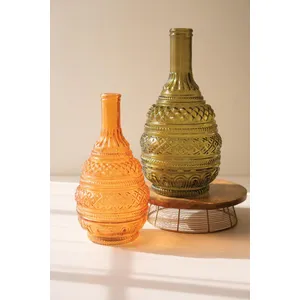Set of 2 Large Pressed Glass Vases 1