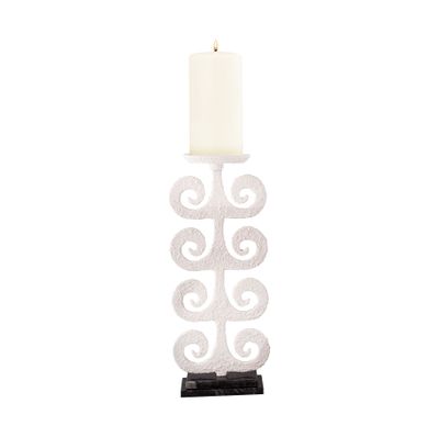 Curled Fern Candleholder - White