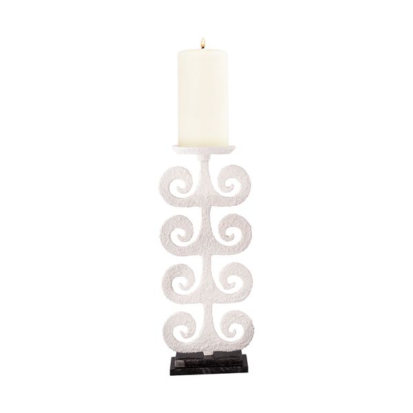 Curled Fern Candleholder - White