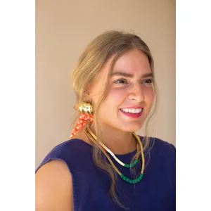 Gold-Tone Metal and Glass Bead Double Swag Necklace 3