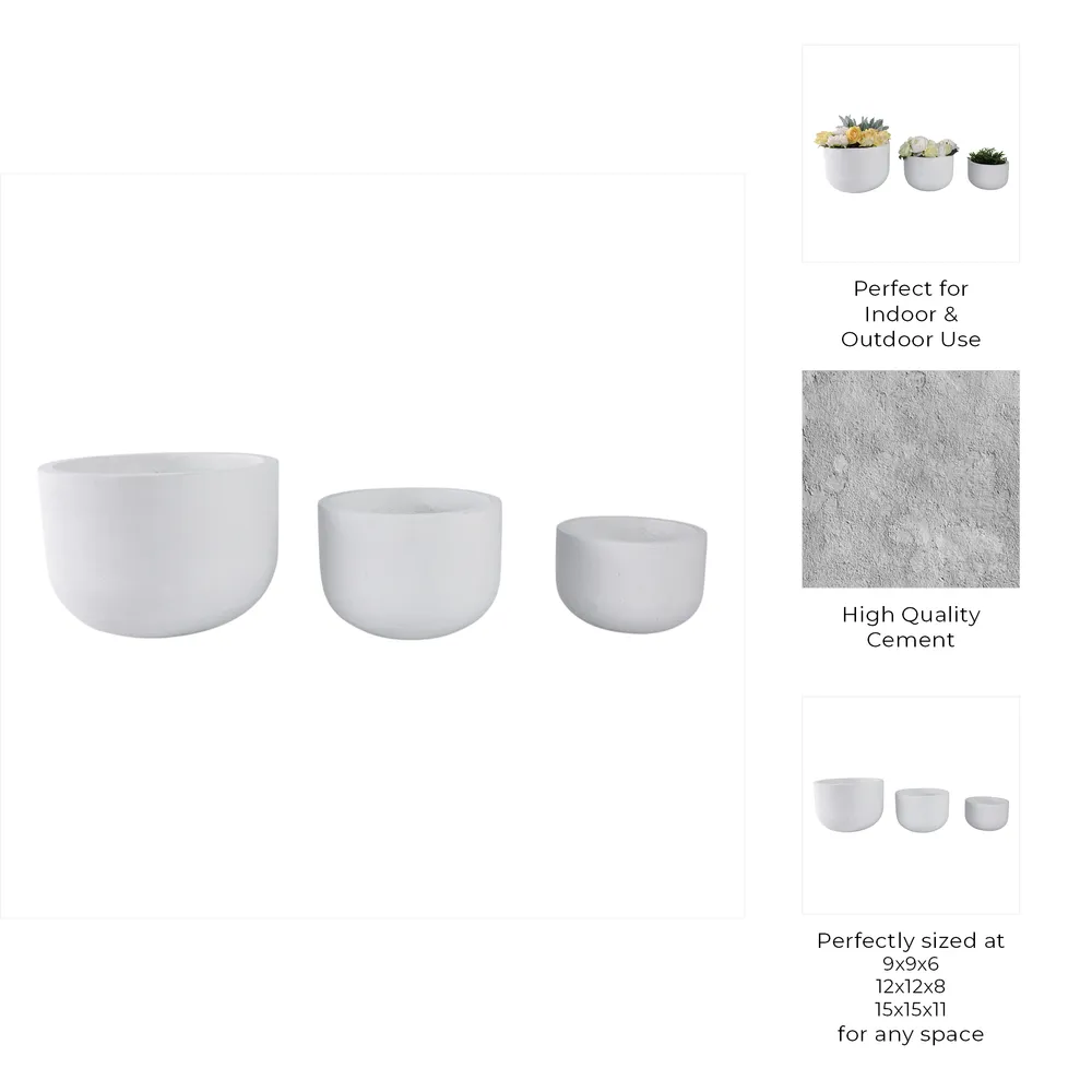 KIRA SET OF 3 WHITE PLANTER 11 (IN)