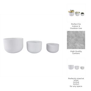 KIRA SET OF 3 WHITE PLANTER 11 (IN) 10