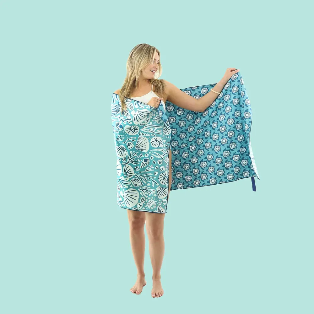 Turtles Aqua Reversible Eco Beach Towel