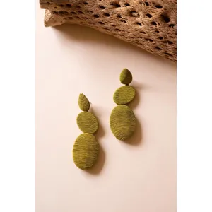 Fabricwrapped Earrings / Chartreuse 1