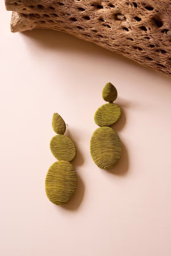 Fabricwrapped Earrings / Chartreuse