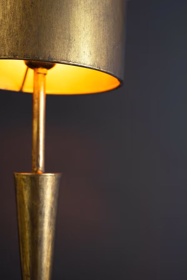 Antique Gold Table Lamp with Metal Barrel Shades