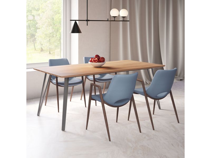 Desi Dining Chair Azure Gray & Walnut 8