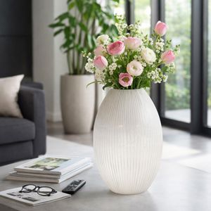 ADLERGROVE WHITE GLASS VASE 18 (IN) 10