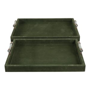 GLASTONGROVE SET OF 2 GREEN TRAY 3 (IN) 4