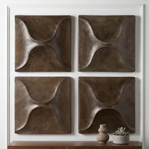 HESTONCROSS SET OF 4 BROWN WALL SCULPTURES 28 (IN) 10